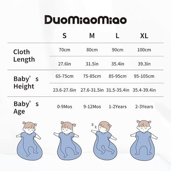 Duomiaomiao Baby Sleep Sack Wearable Blanket Size Medium 9-12 Months Zipper - Picture 6 of 6